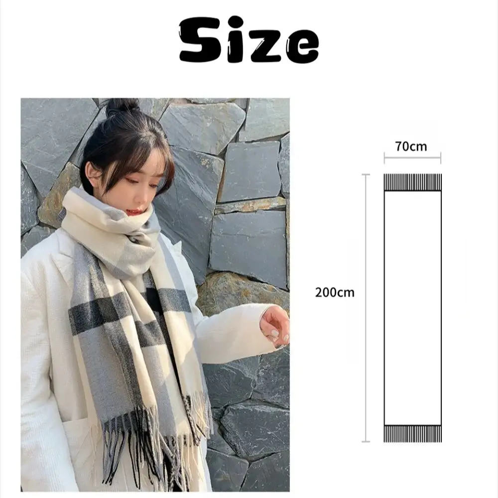 Women's Winter Knitted Scarf Female Imitation Cashmere Tassels Scarves New High Texture Thickened Shawl Dual-use Woolen Blankets