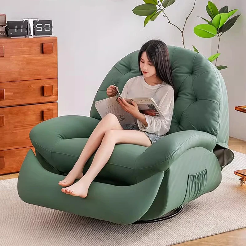 Recliner Ergonomic Single Sofa Chair Luxury Lazy Minimalist Design Single Sofa Chair Green Chaise Lounges Minimalist Furniture