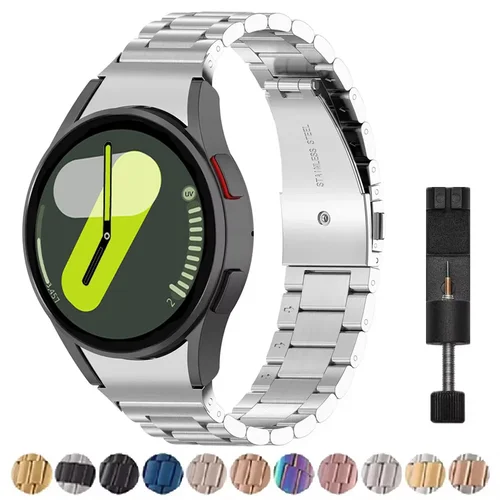 Imagen 1 del producto Correa de acero inoxidable sin huecos para Samsung Galaxy Watch7 6 4 Classic 46mm 47mm/Watch4 5 pro 44mm 40mm pulsera con extremo curvado