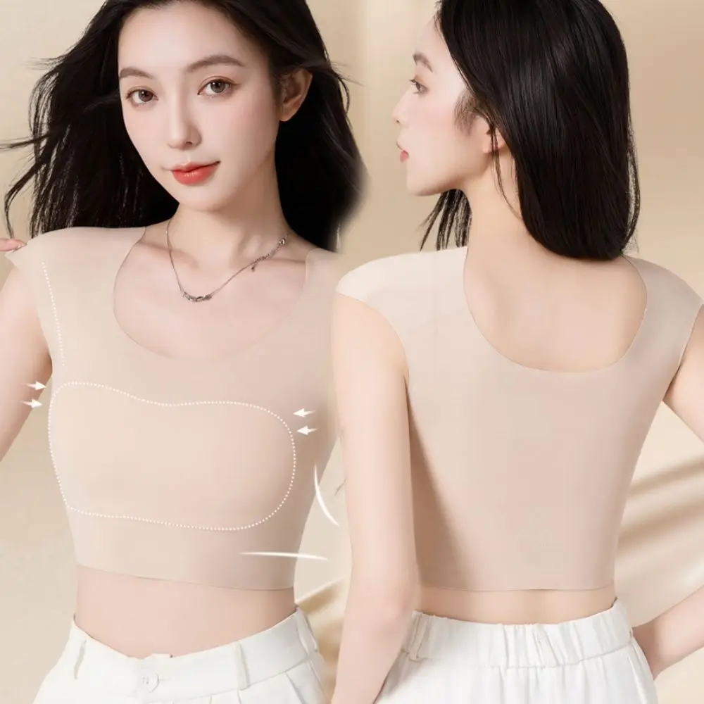 Elastic Seamless Right-angle Shoulder Bra Invisible Chest Binder Wireless Bra Lingerie Bustier Underwear for Women Body Shaping