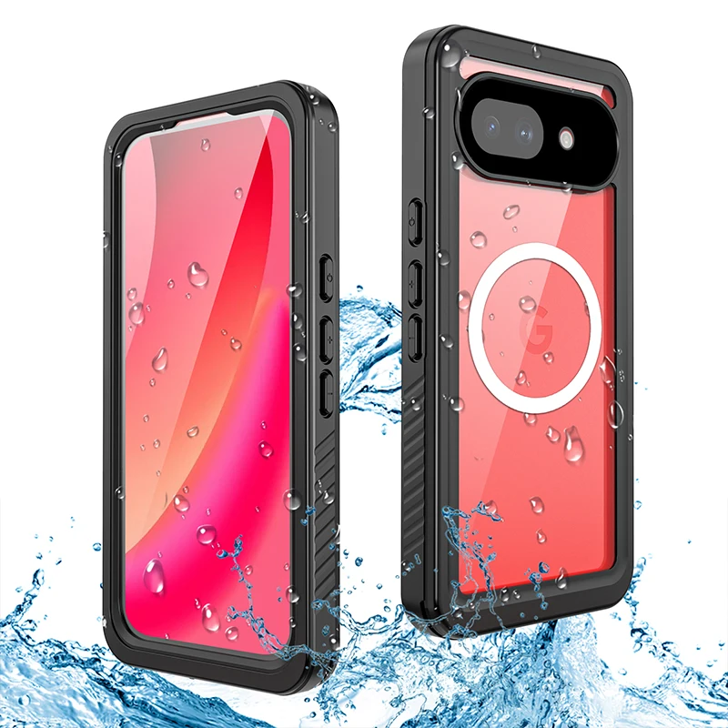 

for Google Pixel 10a 10A Case Waterproof Shockproof Bumper Magnetic Charging Ring Cover Transparent Phone Pouch with Button