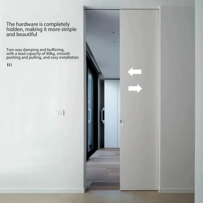 Press The Elastic Pocket Door Hanging Rail Invisible Sliding Door Guide Rail Damping Buffer Door Rail Pulley Hardware