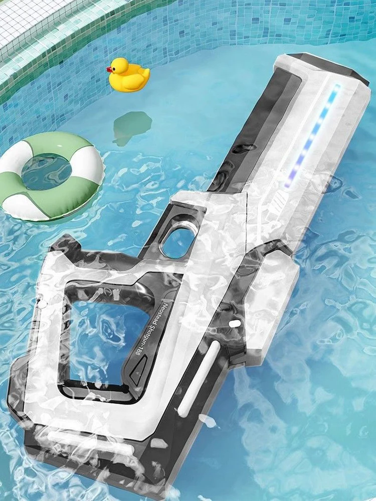 

Pulse Electric Water Gun Spray Water Continuously Toy Gun with LED Flow Light&Goggle Children Pool Toy Automatical Suck Up Water
