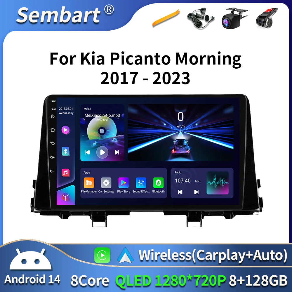 

Android 14 Carplay Auto For KIA PICANTO Morning 2017 2018 2019 2020 Car Radio Multimedia Player Stereo GPS WiFi+4G DPS DVD BT