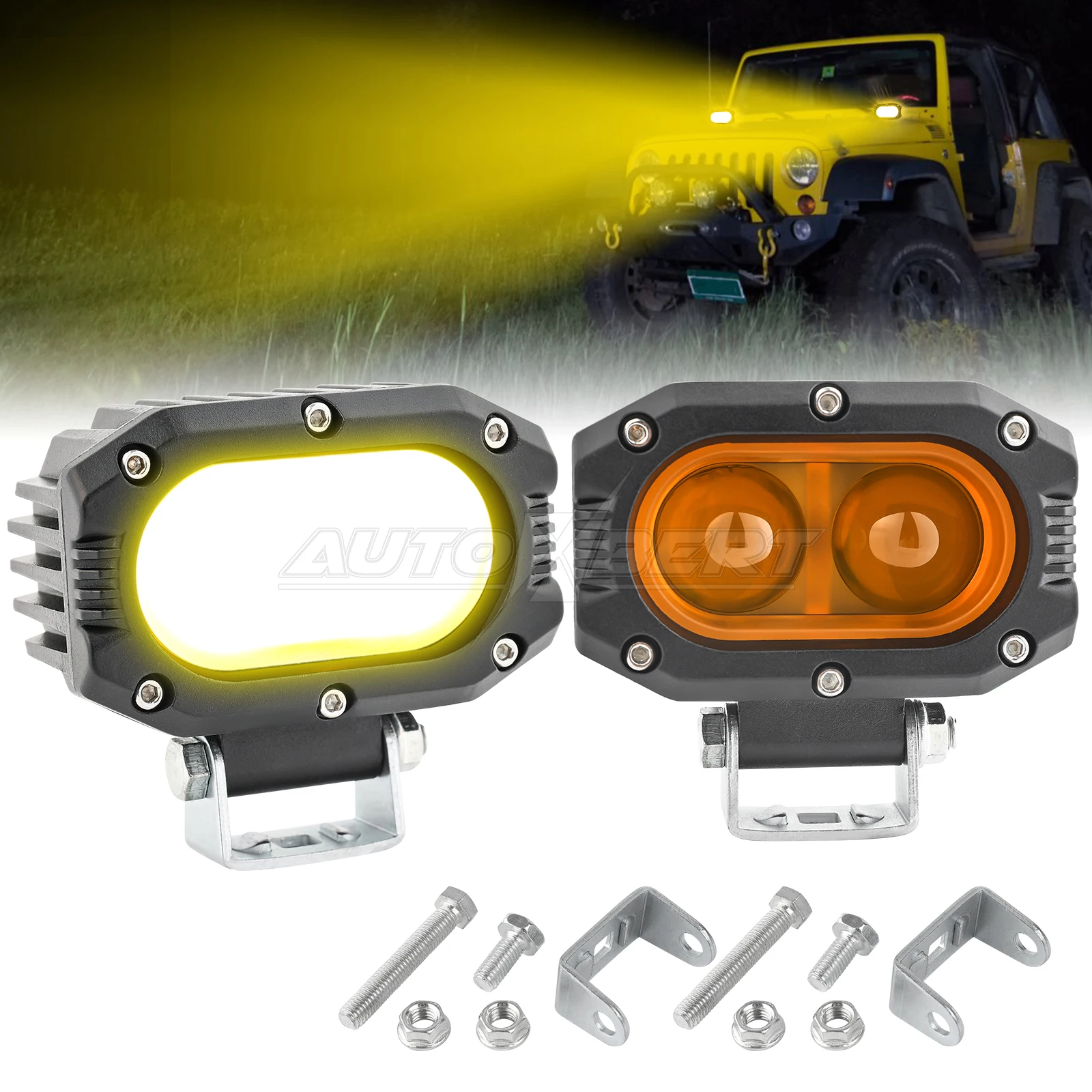 4inch Yellow LED Work Light Bar 40W Spot Lights Driving Lamp Offroad SUV 4x4 ATV