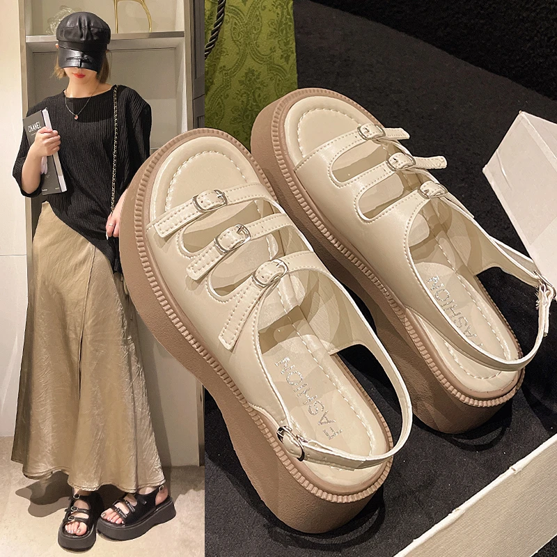 

Сандалии женские винтажные с открытым носком, пляжные босоножки с подъемом, универсальные повседневные римские сандалии, 2024