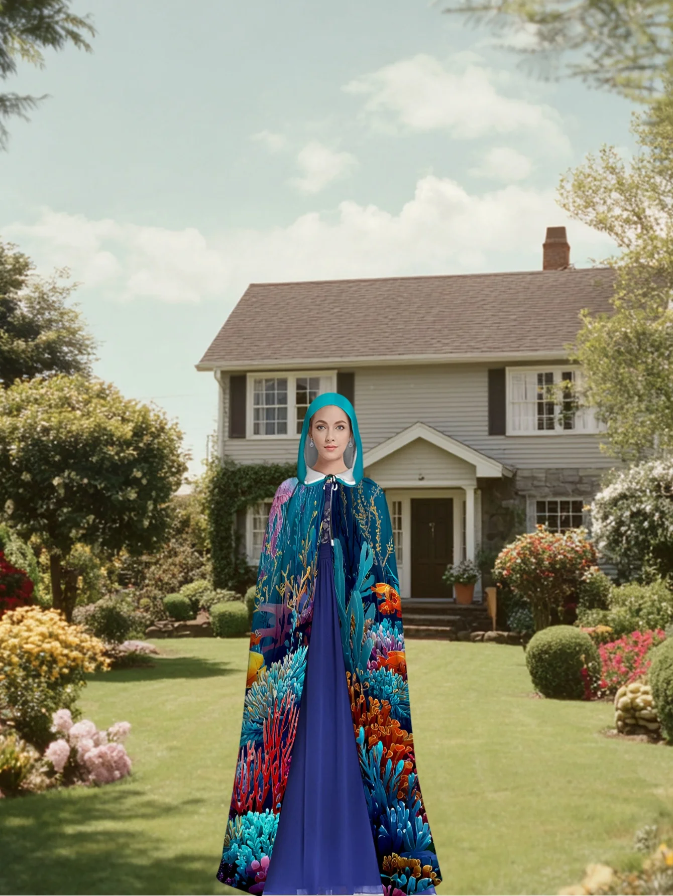 Contemporary Style Cloak Colorful Underwater World 100% Polyester Carnival Perfect for Themed Parties Party Favors