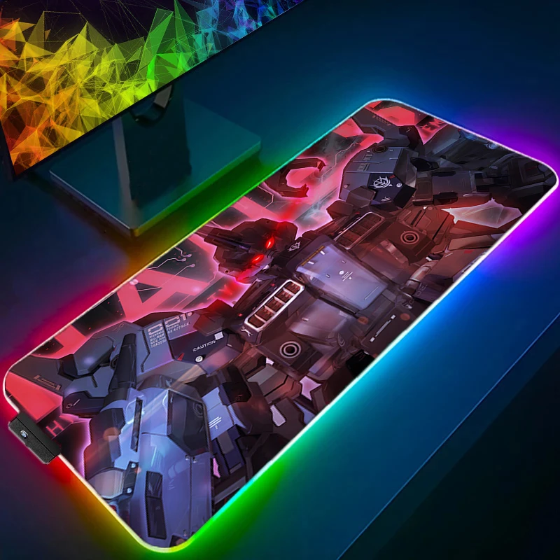 لوحة ماوس LED RGB تصميم غير قابلة للانزلاق حصيرة مكتبية للألعاب M-ميكانيكية W-warrior G-gundam ملحقات حواف مخيطة للوحة الماوس المنزلية #5