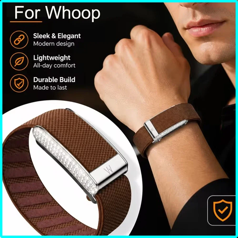 Premium For Whoop 5.0 Nylon Band Elastic Sport Strap MG Replacement Wristband Metal U Frame Woven Fitness Tracker Accessories