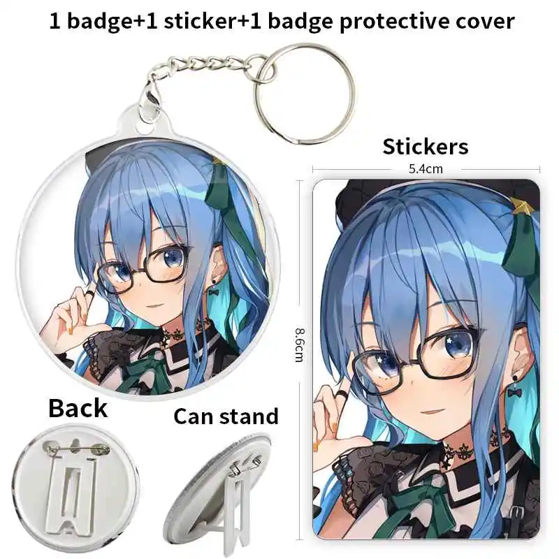 Hoshimachi Suisei Vtuber Badge Brooch anchor Peripherals PinFashion Tinplate Peripheral Fashion Commemorative Clothes Cosplay