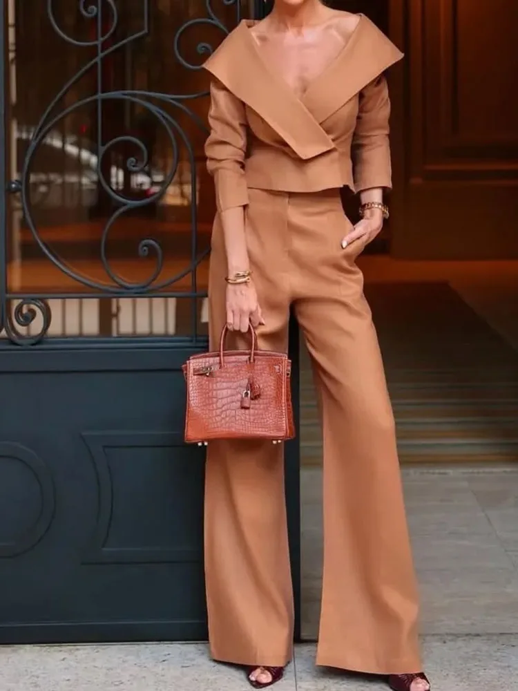 Escritório viajando tubo reto feminino de duas peças elegante calças de bolso conjunto casual sem mangas terno de cor sólida