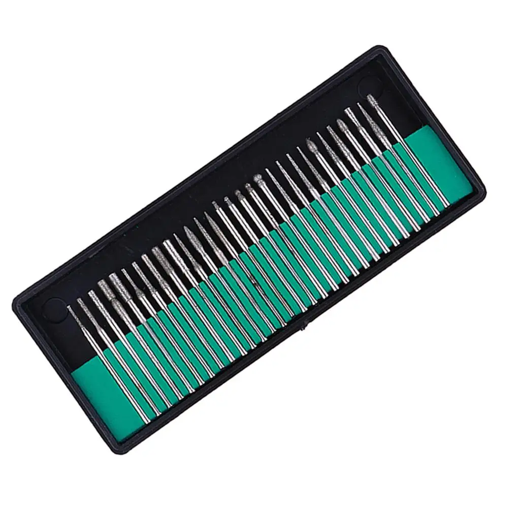 30pcs Emery Diamond Grinding Head Set Precision Grinding for Model Tools and Surface Finishing