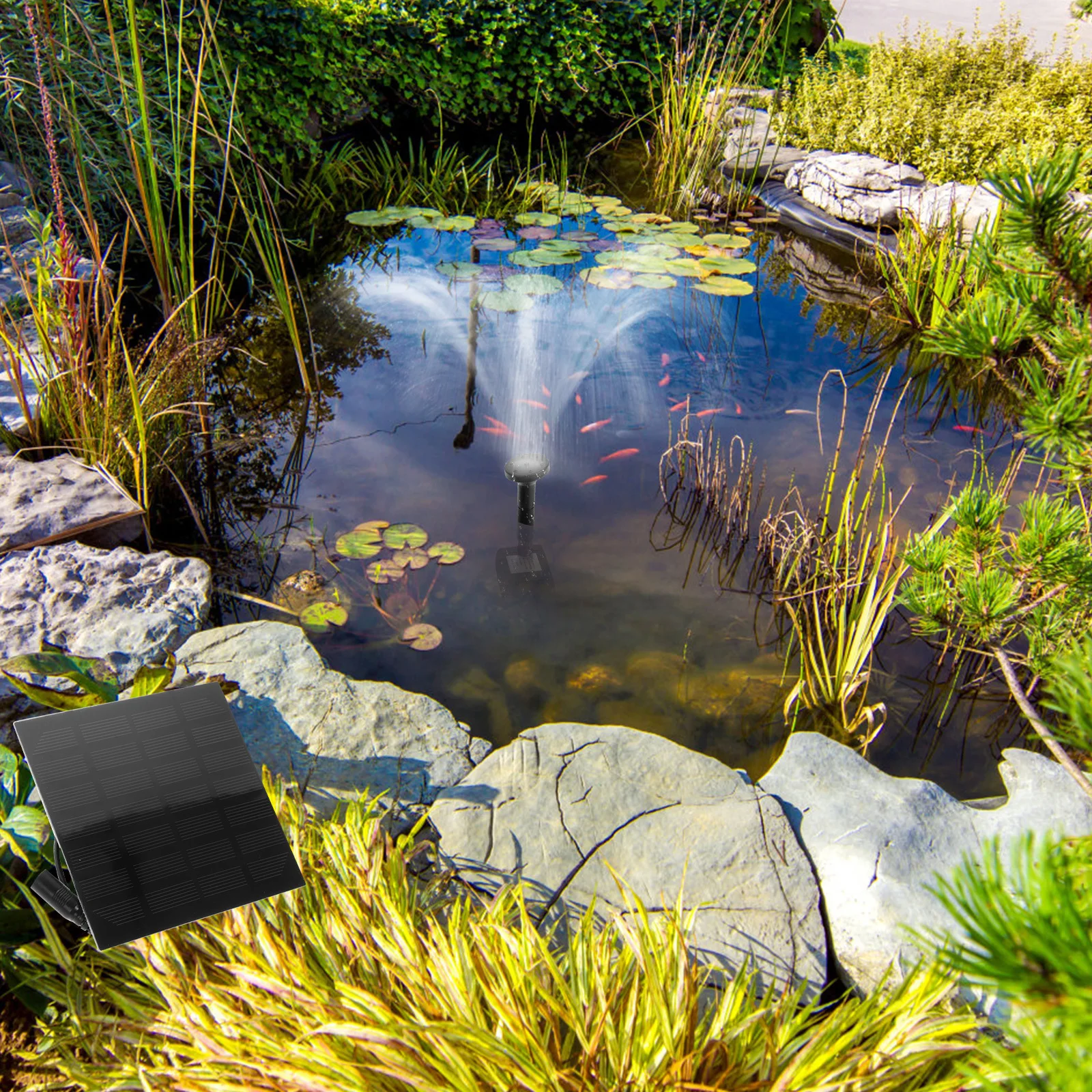 

Solar Fountain Fish Pond Source Plant Waterfall Pump Powered Mini for Outdoor Nafoura -powered