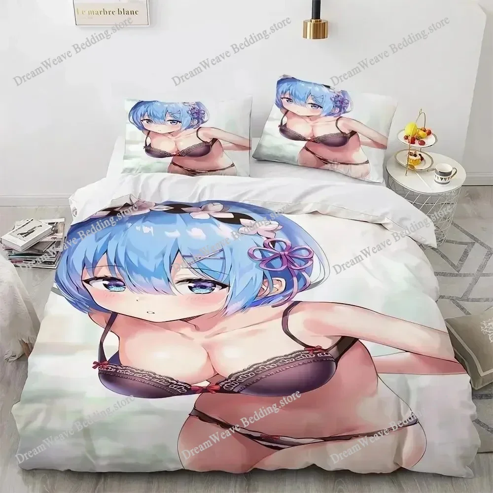 

3D Print Kawaii Anime Sexy Girl Bedding Set Duvet Cover Bed Set Quilt Cover Pillowcase Comforter King Queen Size Boys Adult9639