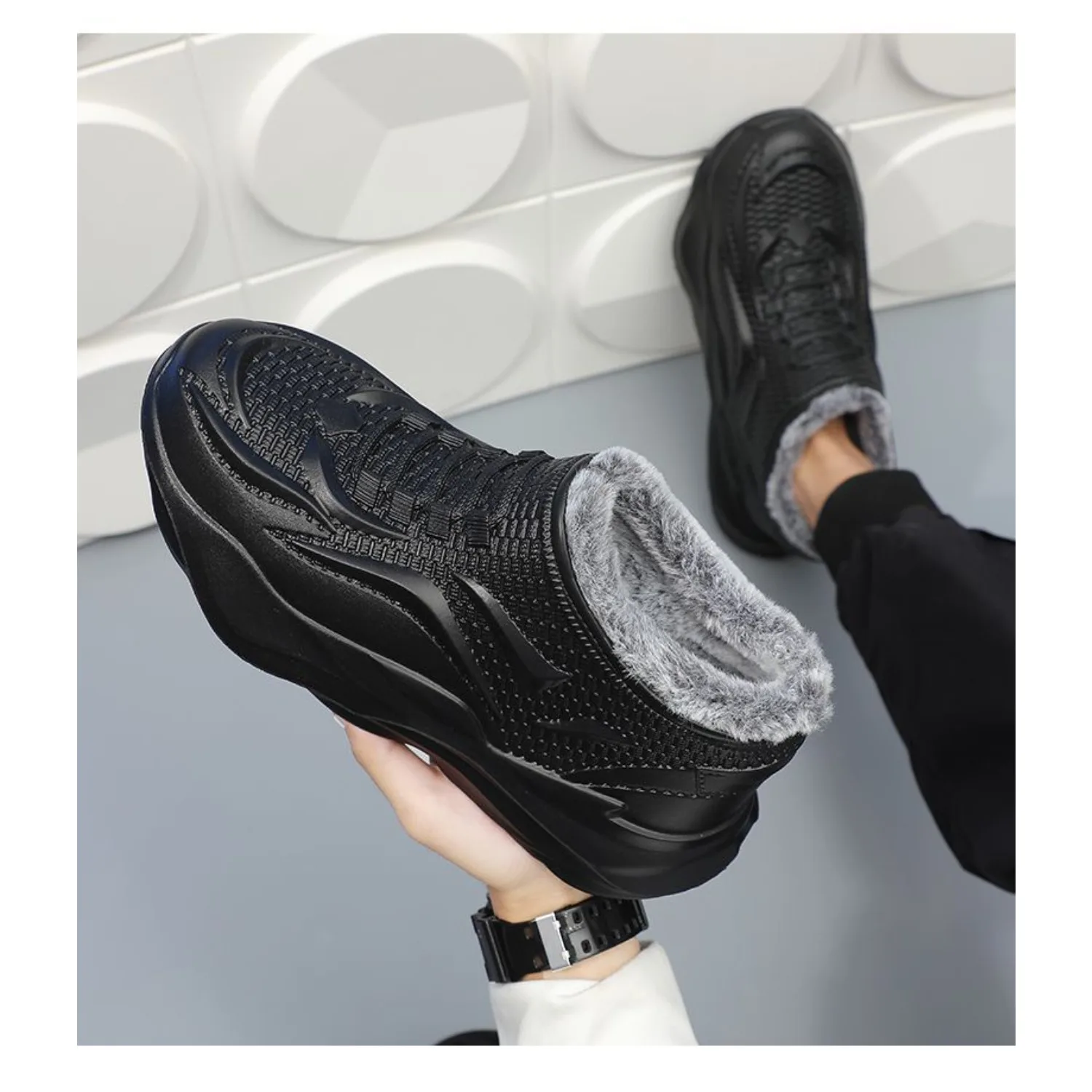Waterproof Anti Slip Snow Boots Winter Fashion Men's Cold Thickened Fleece-lined Resistant Warm Cotton Shoes Christma Gifts