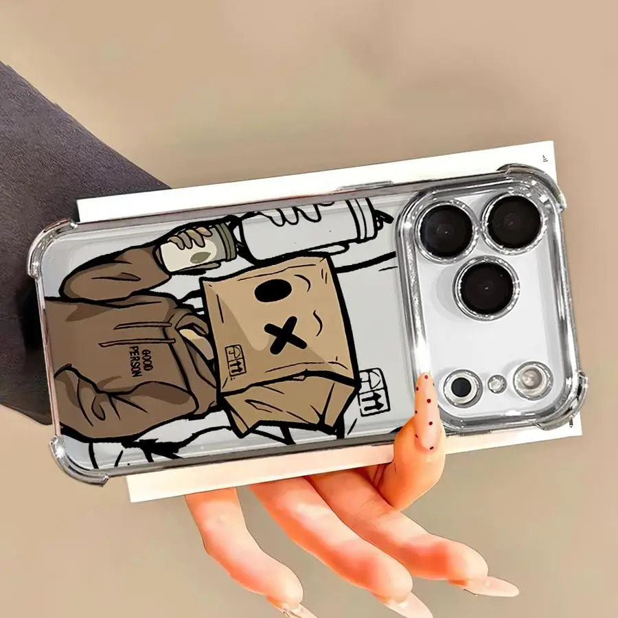 حافظة هاتف لهاتف ابل ايفون 17 اير 16e 16 15 14 بلس 13 12 11 برو ماكس غطاء ناعم نمط رجل ورقي كرتوني