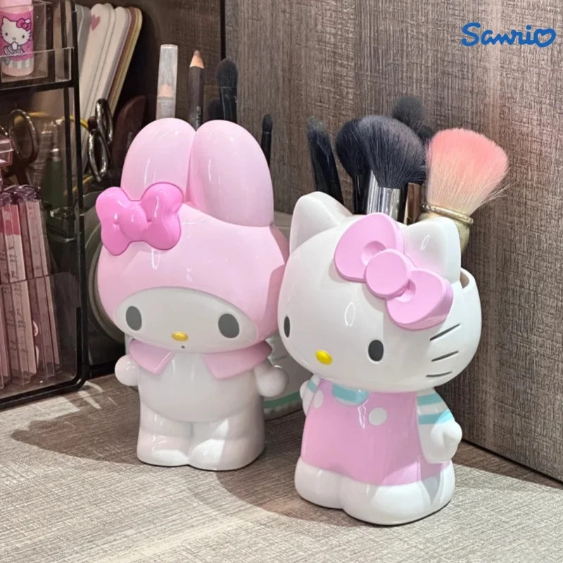 Sanrio Cute Pen Holder Stationery Kuromi Hellokitty My Melody Cinnamoroll Characters Series Makeup Brush Storage Ornament Gift