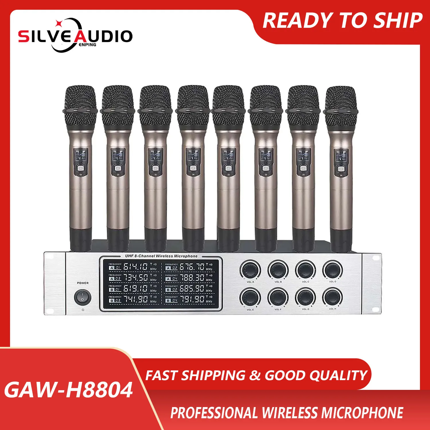 

GAW-U8804 Professional Church Stage Karaoke Mic Vocal Dynamic Handheld Wireless Microphone Lavalier Type Mics