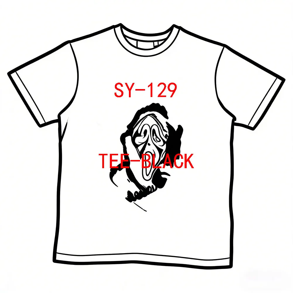 SY-129 Unisex Cotton Short Sleeve Tee Jogger T-shirt Summer Tracksuit Top Jersey European and American Trends SCREAM-TEE-BLACK