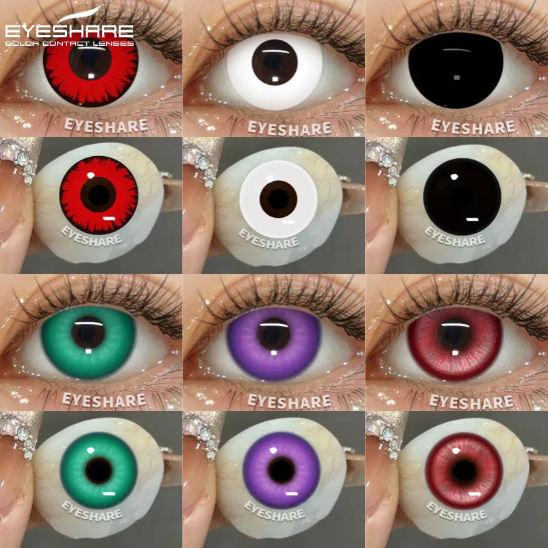 EYESHARE Halloween Lenses Cosplay Color Contact Lenses for Eyes 1pair Black Eye Lens Color Eye Lens White Contacts Blue Lenses