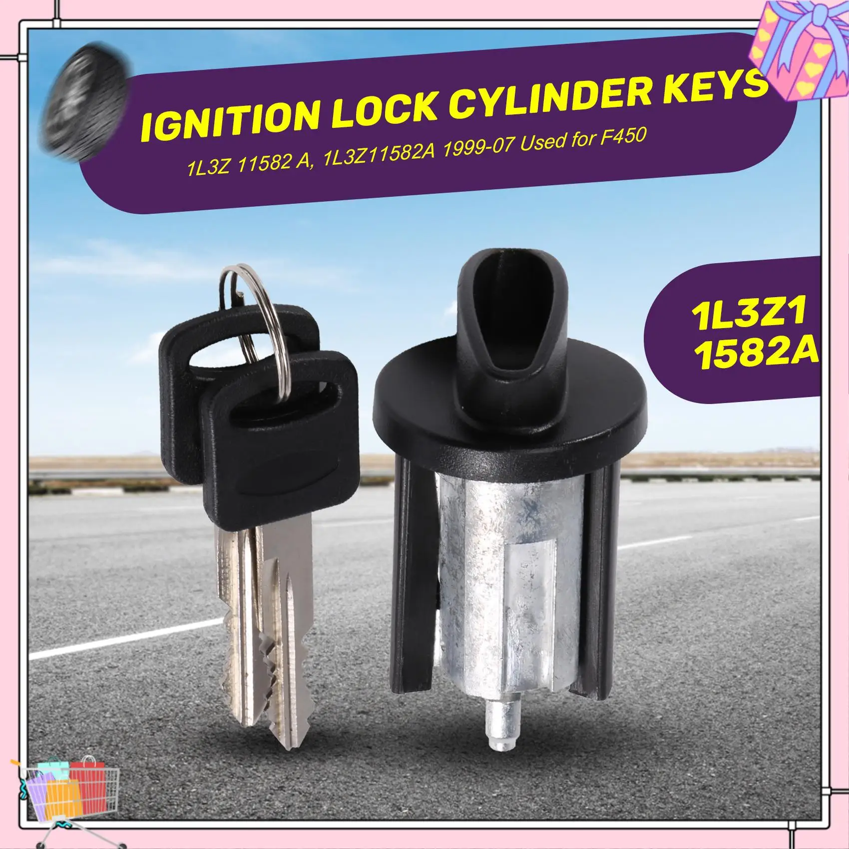 

A77T-Bezel Ignition Lock Cylinder With Keys For Ford Mercury Lincoln Pickup Truck 1L3Z 1L3Z
