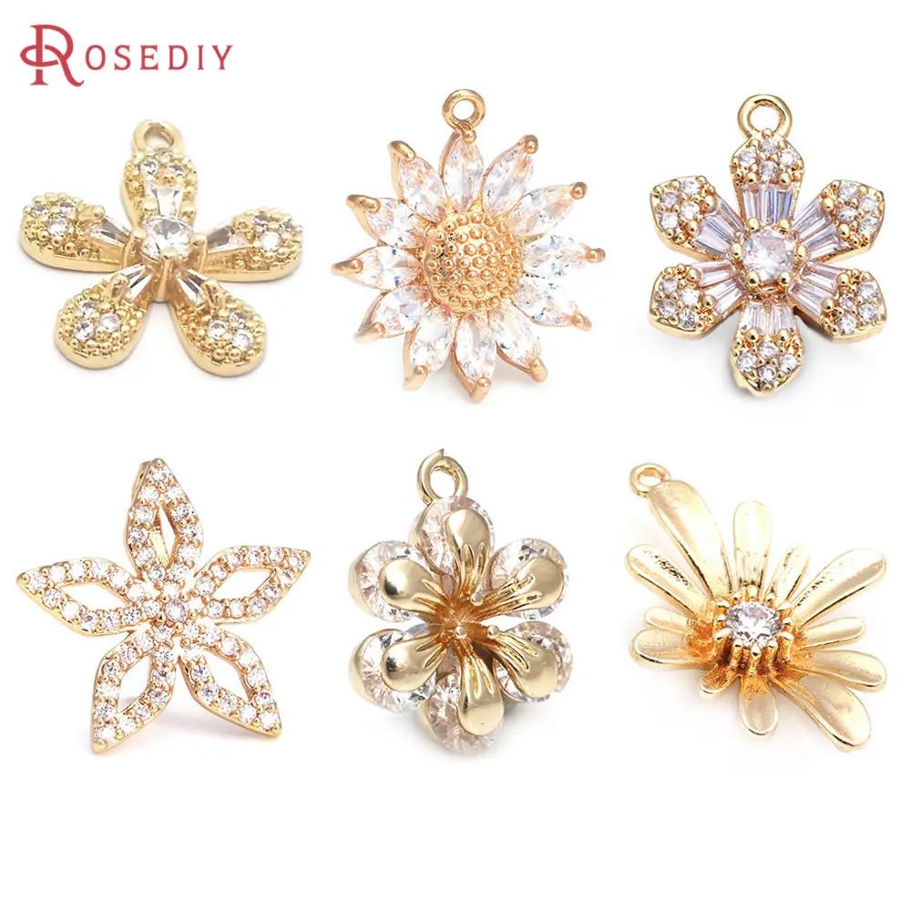 Total 6PCS (Each Style 1 Piece) Mixed Flower Charms Pendants Necklace Earrings Diy Jewelry Accessories Rosediy official-website