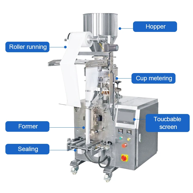 Automatic Weighing Filling Pepper Sachet Cooked Rice Sugar Bag Food Grains Snus Portions Small Almond Cashew Packing Machine