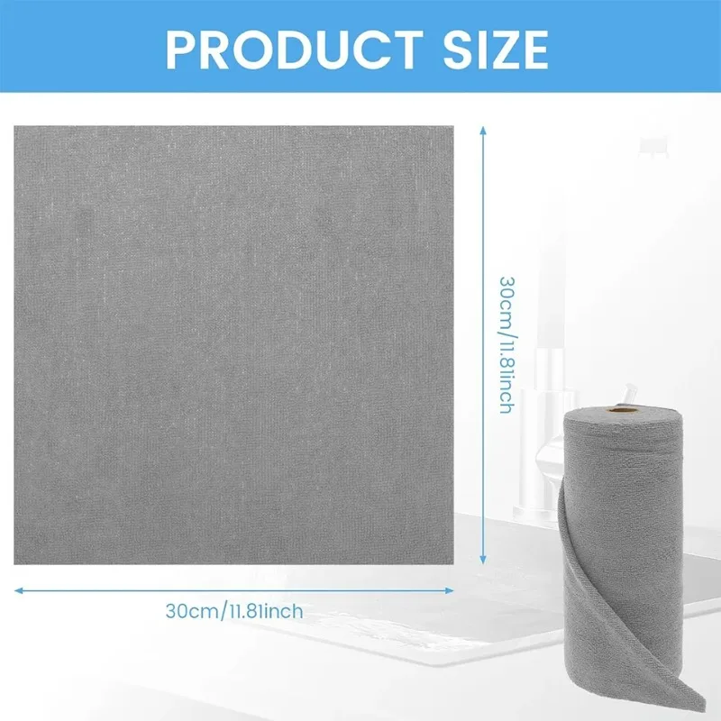 20PCS/Roll Reusable Microfiber Cleaning Cloth Kitchen Reusable Kitchen Dish Cloth  Absorbing Oil Water Wipes Paper Replacement