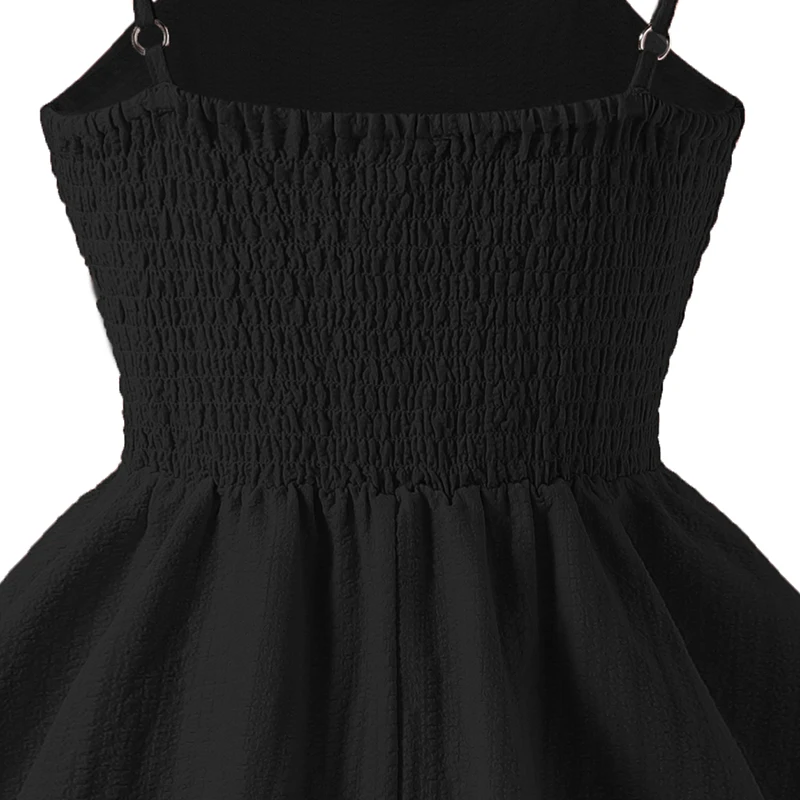 Kids Set Solid Pink Tiered Sling Princess Dress Sweet Style Tween Girls Dress Birthday Party Dating Clothes
