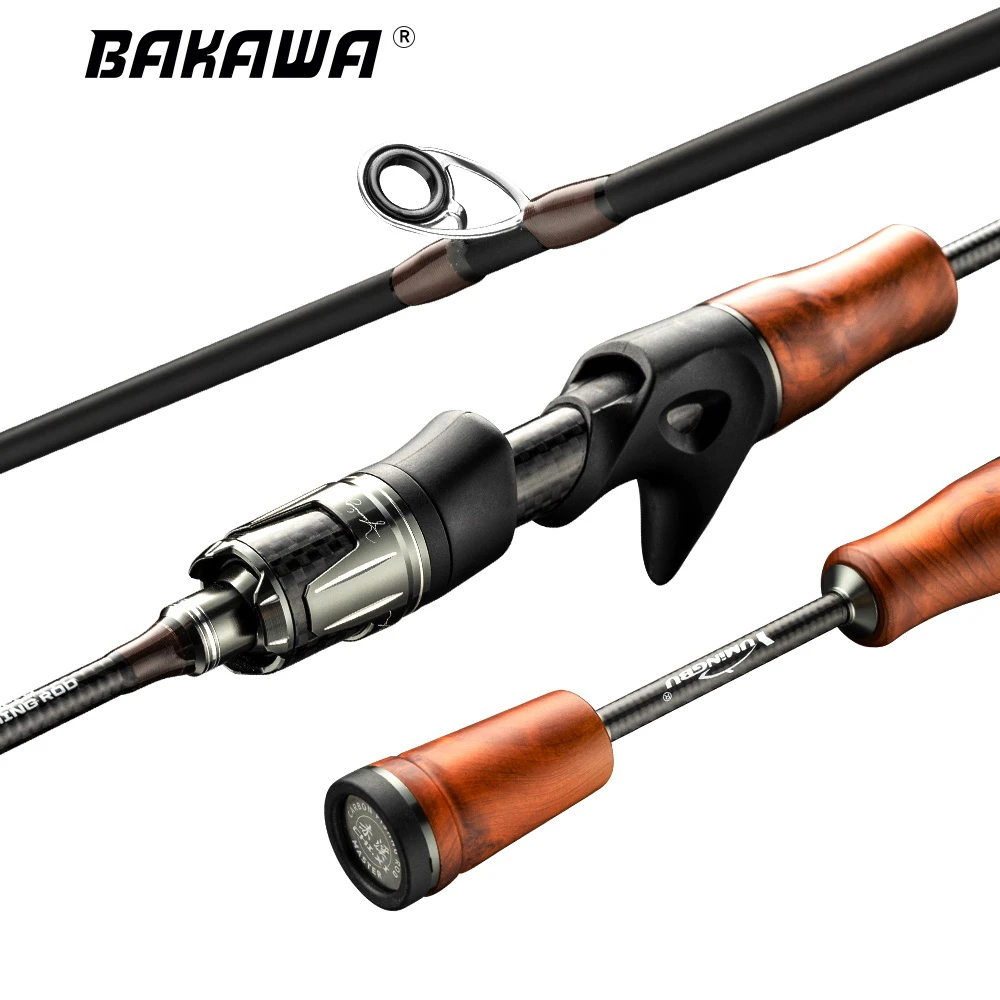 BAKAWA Carbon Fiber Spinning Casting Fishing Rod 1.39M 1.55M 1.68M 1.8M Baitcasting for Bass Pike Trout Sea Saltwater De Pesca