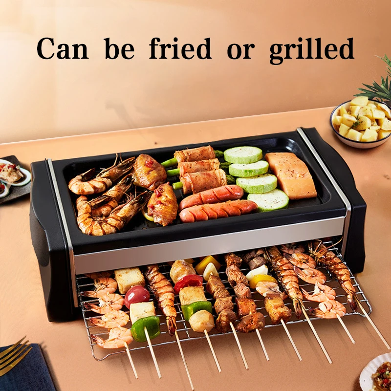 Electric Barbecue 1300W Non Stick Household Grill Electric Ovens Plate Outdoor Machine Skewers   Cooking Tools Indoor Party220V