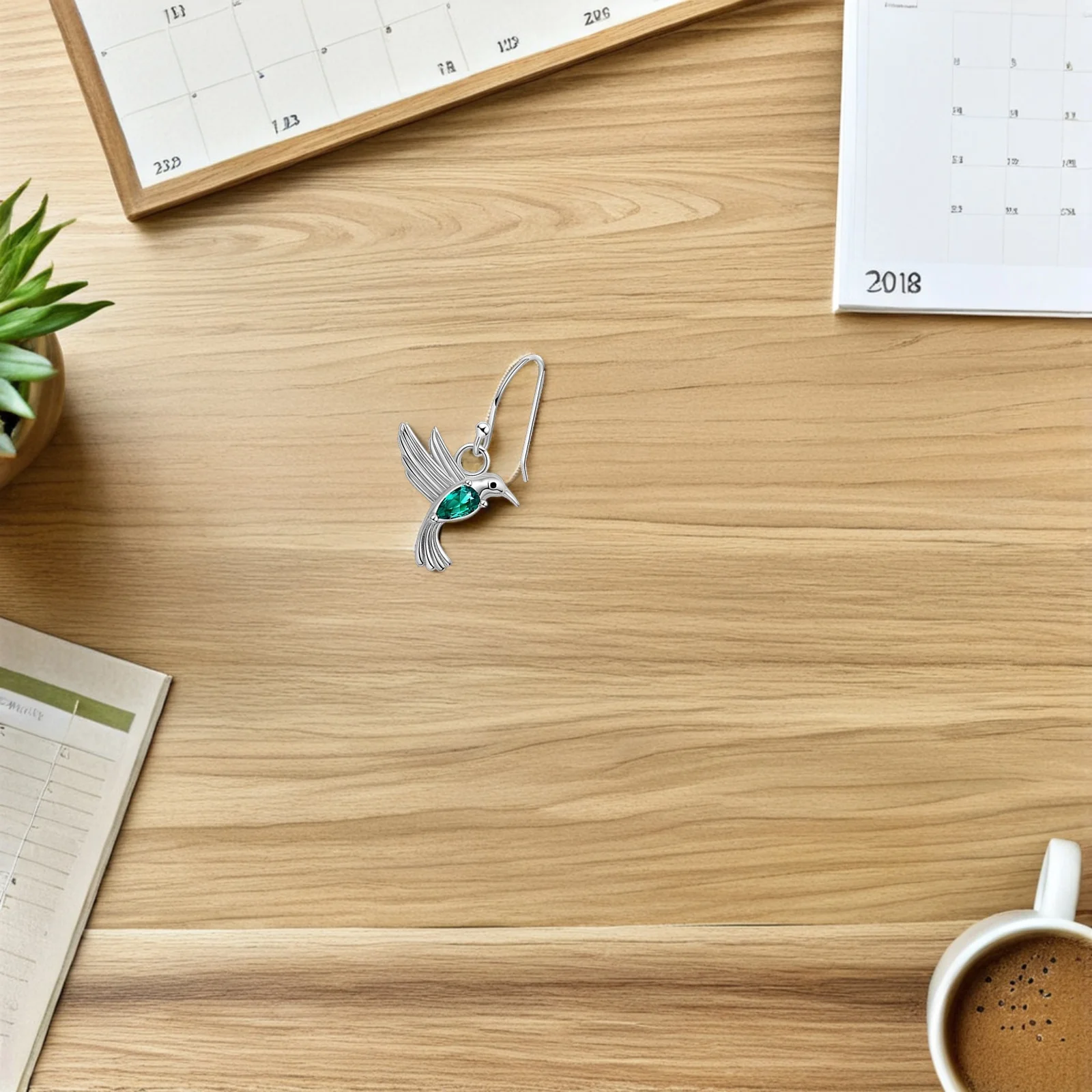 2Pairs الأخضر الزركون الطائر الطنان أقراط أنيقة تحلق الطيور ترصيع الكمال الحاضر أمي ابنة عيد ميلاد مجوهرات هدية #3