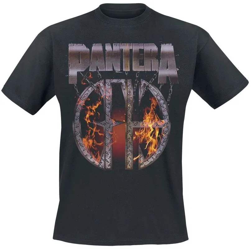 Pantera Cowboys From Hell Tee, Thrash Metal T-Shirt with Classic Album Cover Photo & Flame Border Print, Metal Fan Merch