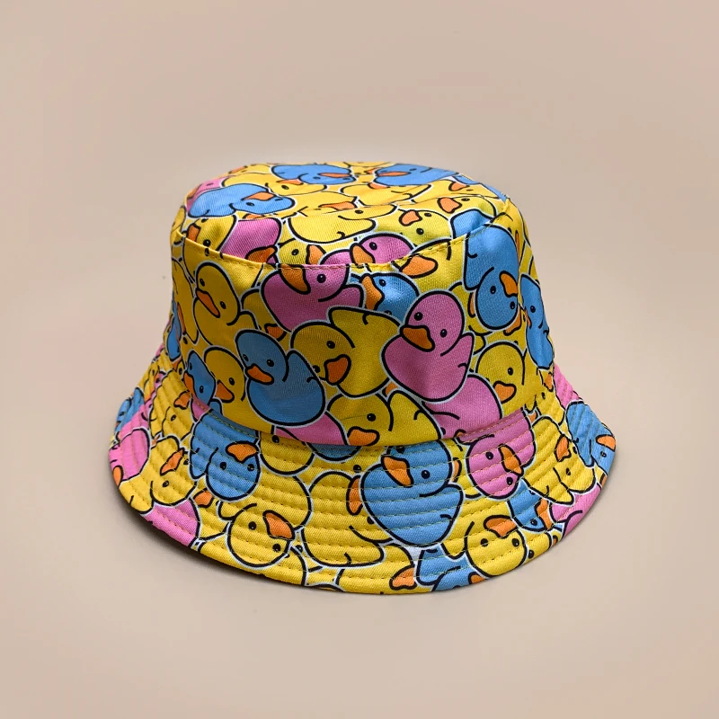 Cartoon Gele Eendenemmer Hoeden Nieuwe Unisex Schattige Zonnescherm Dubbelzijdige Draagbare Mode Casual Veelzijdige Outdoor Visser Caps