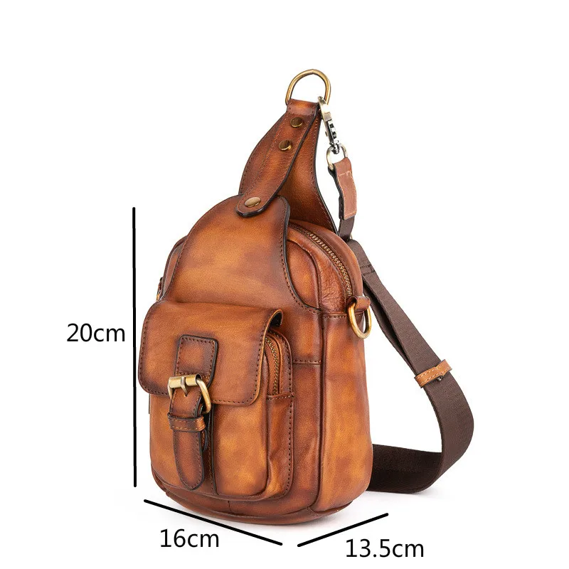 OYIXINGER Retro Cowhide Men's Chest Pack 2025 New Genuine Leather Shoulder Bag Men Fashion Soft Designer Crossbody Messenger Bag