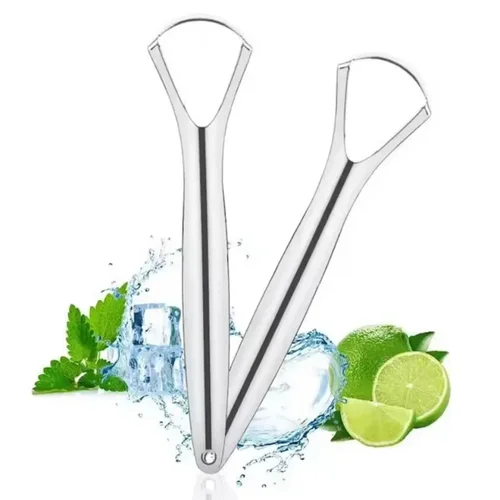Imagen 2 del producto 1 Uds cepillo raspador de lengua limpiador de lengua de acero inoxidable eliminación de mal aliento herramientas de cuidado bucal