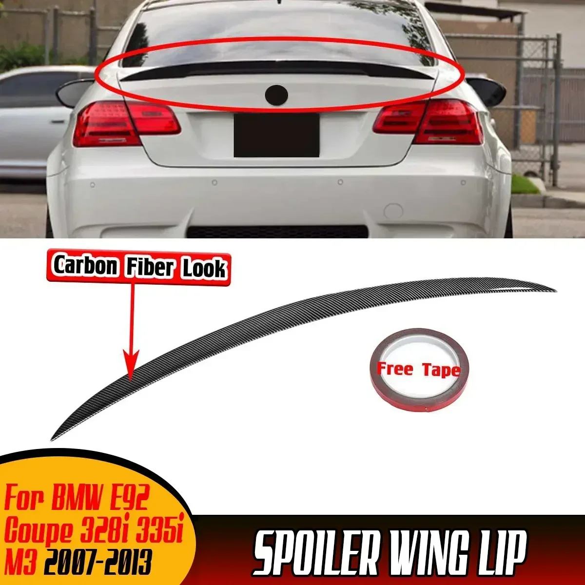 Carbon Fiber Look ABS Car Rear Trunk Spoiler Lid Rear Spoiler Wing Protector For BMW E92 Coupe 328i 335i M3 2007-2013 Body Kit