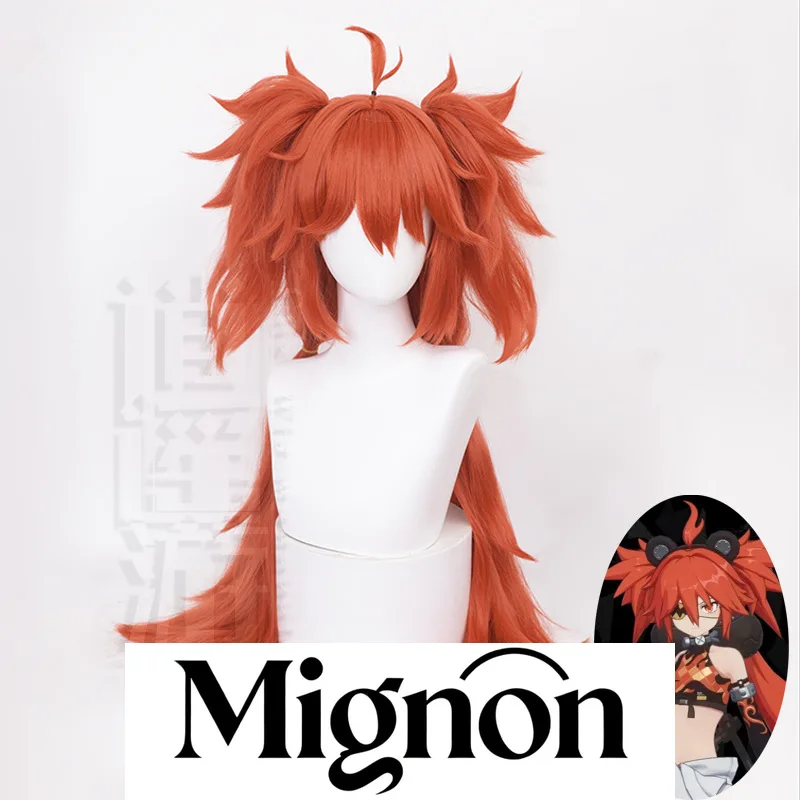 

Zenless Zone Zero Koleda Cosplay Wig Simulation Scalp Top Tiger Clip Twin Tails Belobog Heavy Industry Halloween Gift