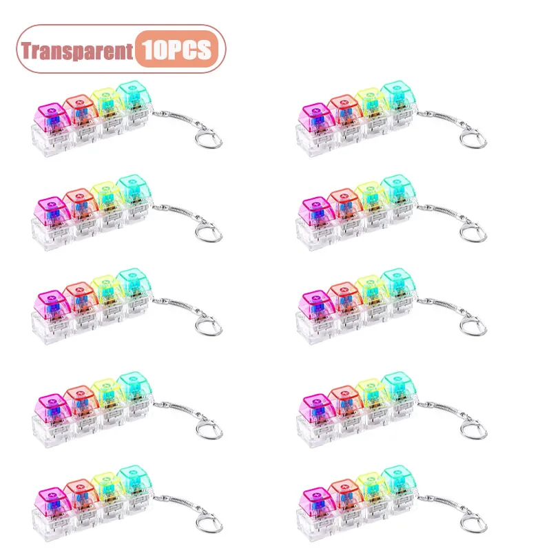 Mechanischer Tastatur-Schalter-Tester Schlüsselanhänger Fidget mit LED-Licht DIY Tastenkappen Stressabbau Clicker für Büro Schreibtisch Angstlinderung Geschenk