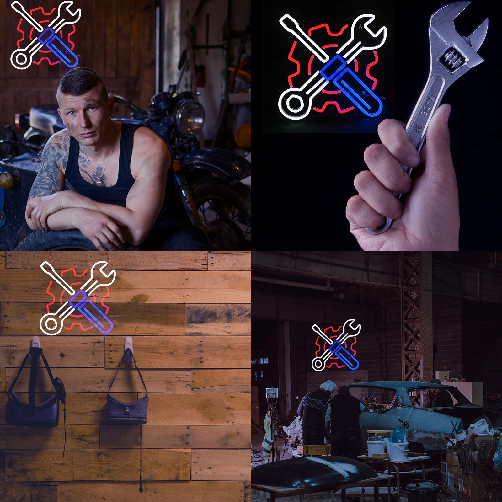 Garage Car Automotive Neon Signs LED Lights With Dimmable Switch Wall Decoration For Auto Repair Shop Garage Accessories Store