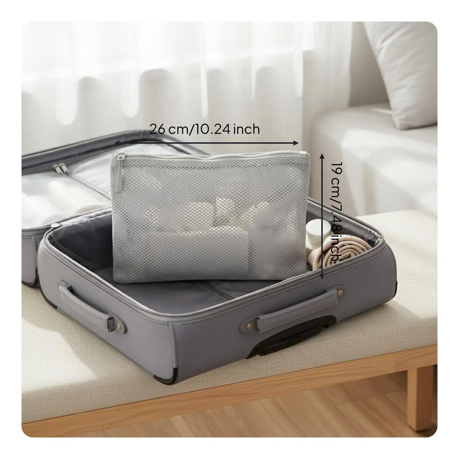 Travel Pouch Organizer Polyester Mesh Storage Bag for Cables Power Adapter Makeup Cosmetic Pouch for Suitcase Handbag