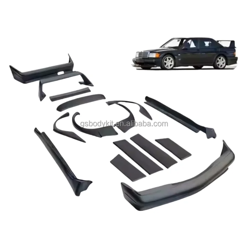 For C-Class 190E Auto Parts Wide Body Eyebrow Front Bumper Rear Bumper Eyebrow Eyebrow Deep Side Skirt Body Kit