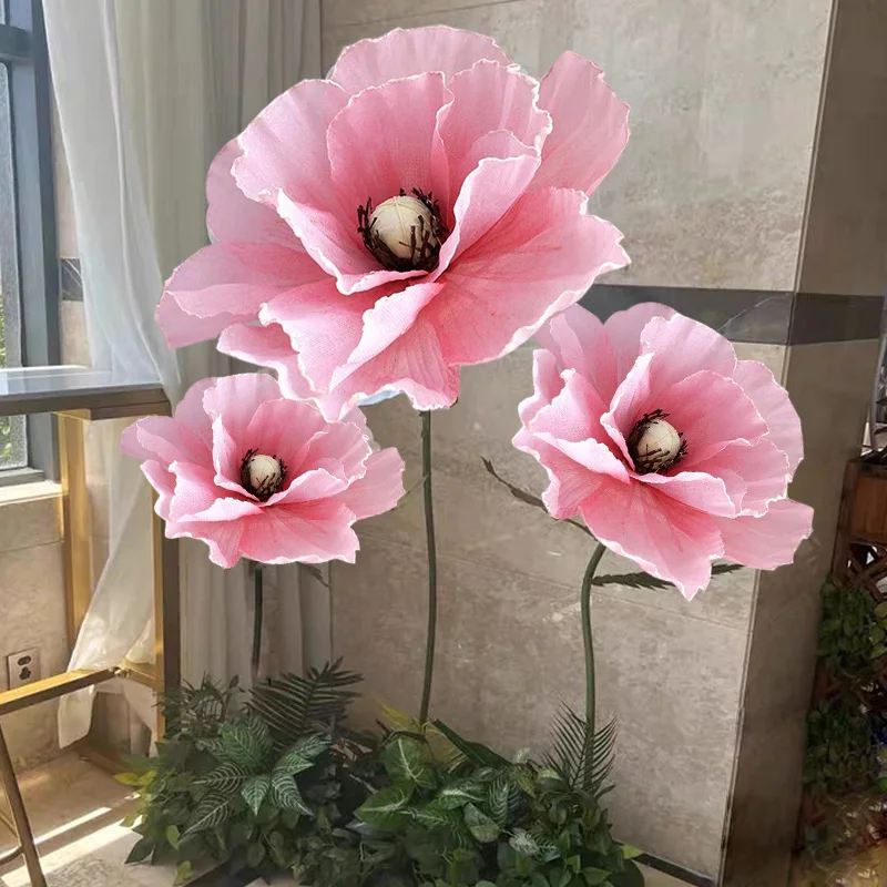 

Giant Simulation Poppy Flower Wedding Background Decoration Arch Road Lead Shopping Mall Window Display