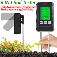 6 in 1 Soil Tester Digital PH Meter Multi-Function Soil Thermometer Pricise Temperature Humidity Tester for Farm Gardens Lawns