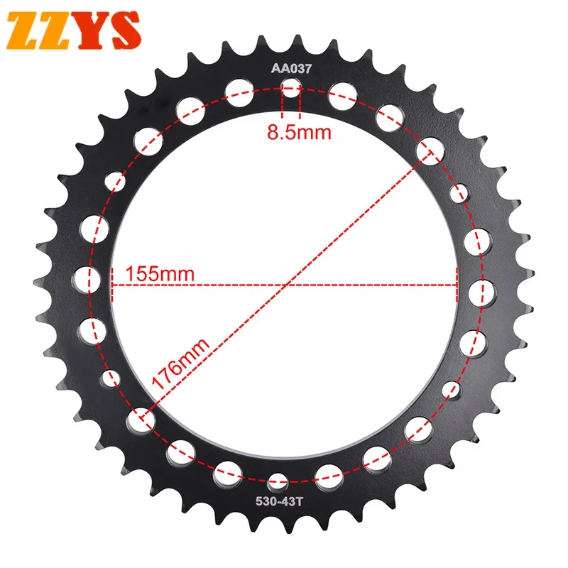 

530-43T 530 43T 43 Tooth Motorcycle Rear Sprocket Gear Star Cam Pinion For Triumph 955i Daytona Special Edition 955 Speed Triple