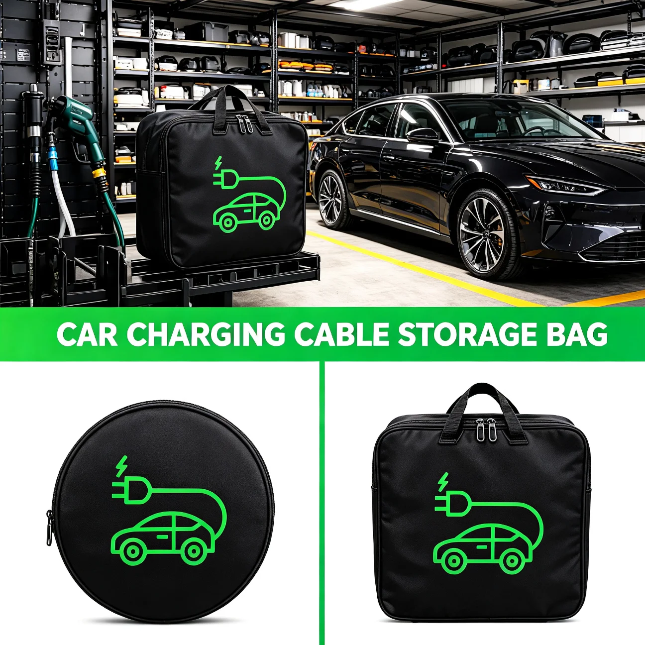 

EV Car Charging Gun Storage Organizer Waterproof Universal Electric Car Charger Storage Bag Car Battery Cable Handled Bag