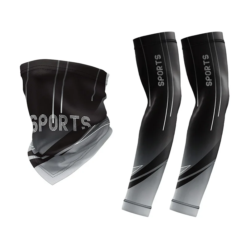 Ice Silk Cooling Arm Sleeves with Neck Gaiter UV Protection Breathable Outdoor Sports Cover for Men Cycling Motorcycle