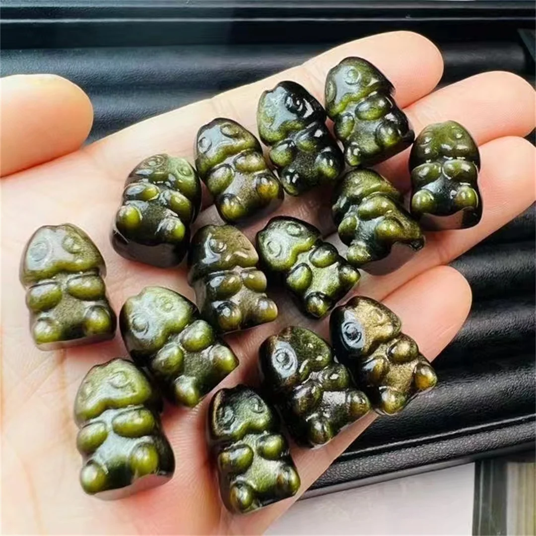 10pcs/bag natural  cute small gold sheen obsidian penis home decoration gift