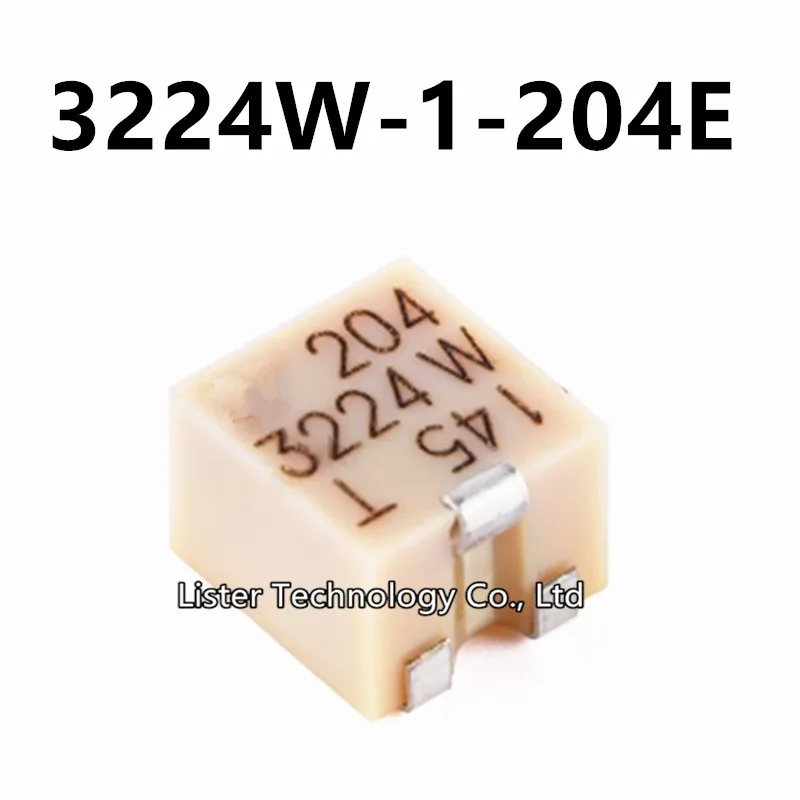 5~50PCS/Lot New 3224W-1-204E SMD-3P 204 3224W 200K Ohm ±10% ±100ppm/℃ multi-turn precision adjustable resistance top adjustment