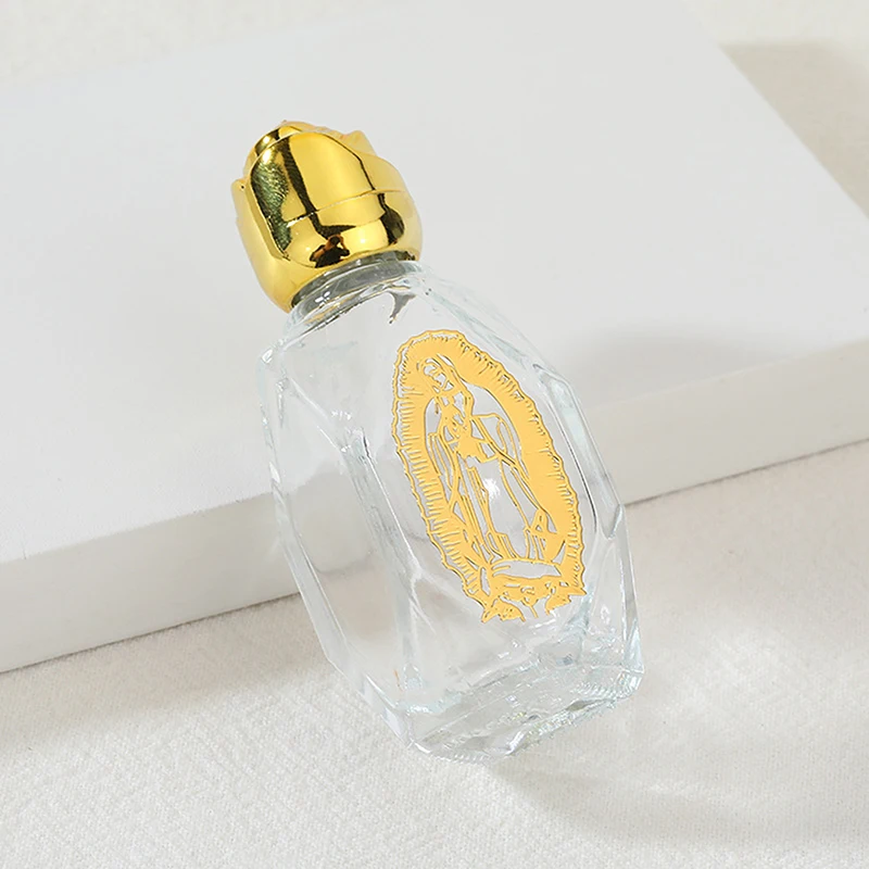 Gold Cover Empty Holy Water Jesus Bottle Religious Bottle Christian Baptism Supplies Refillable Cosmetic Packaging Empty Bottle